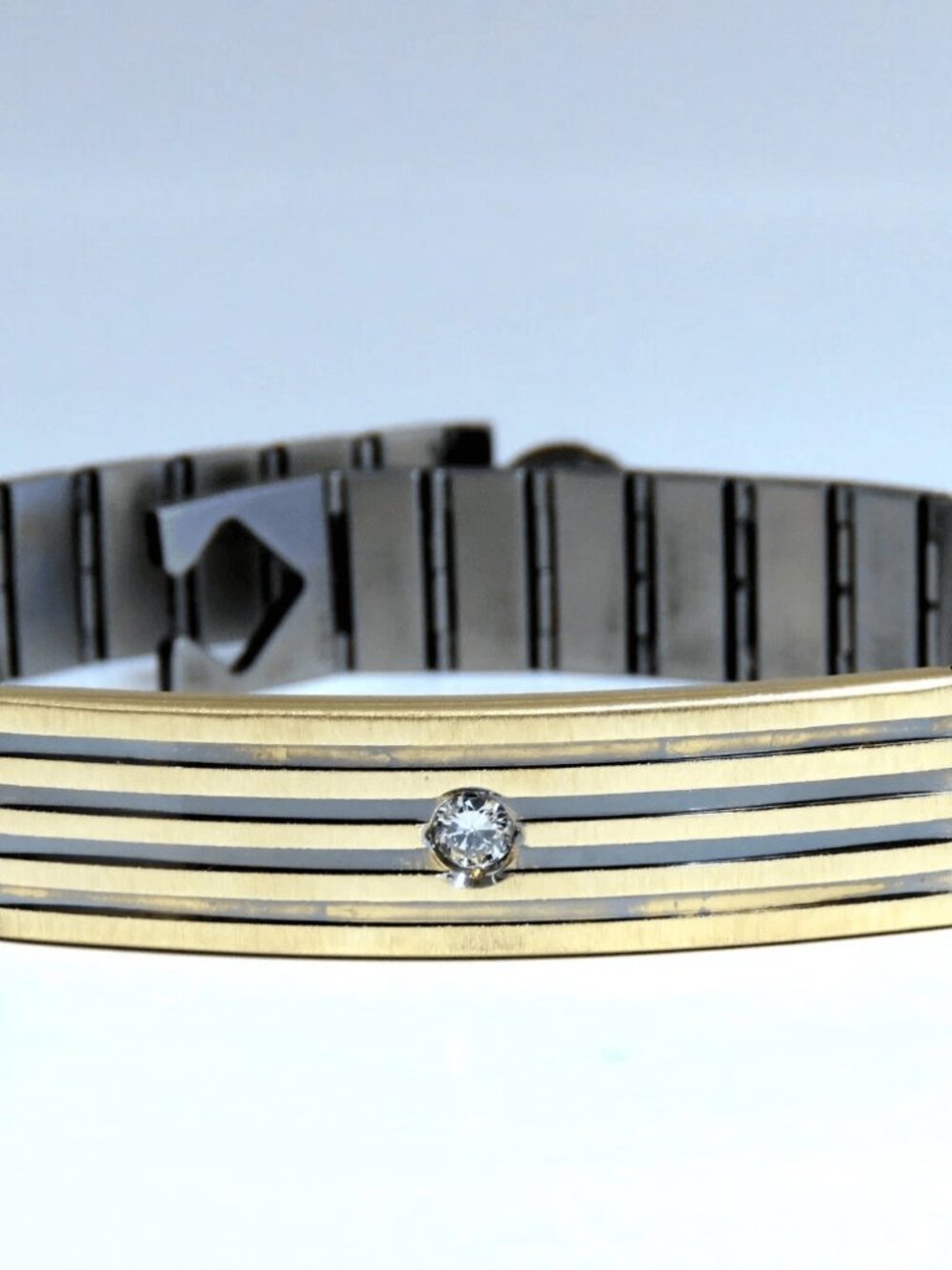 1980's Retro Mod 18kt Stainless Steel Diamond Bracelet*